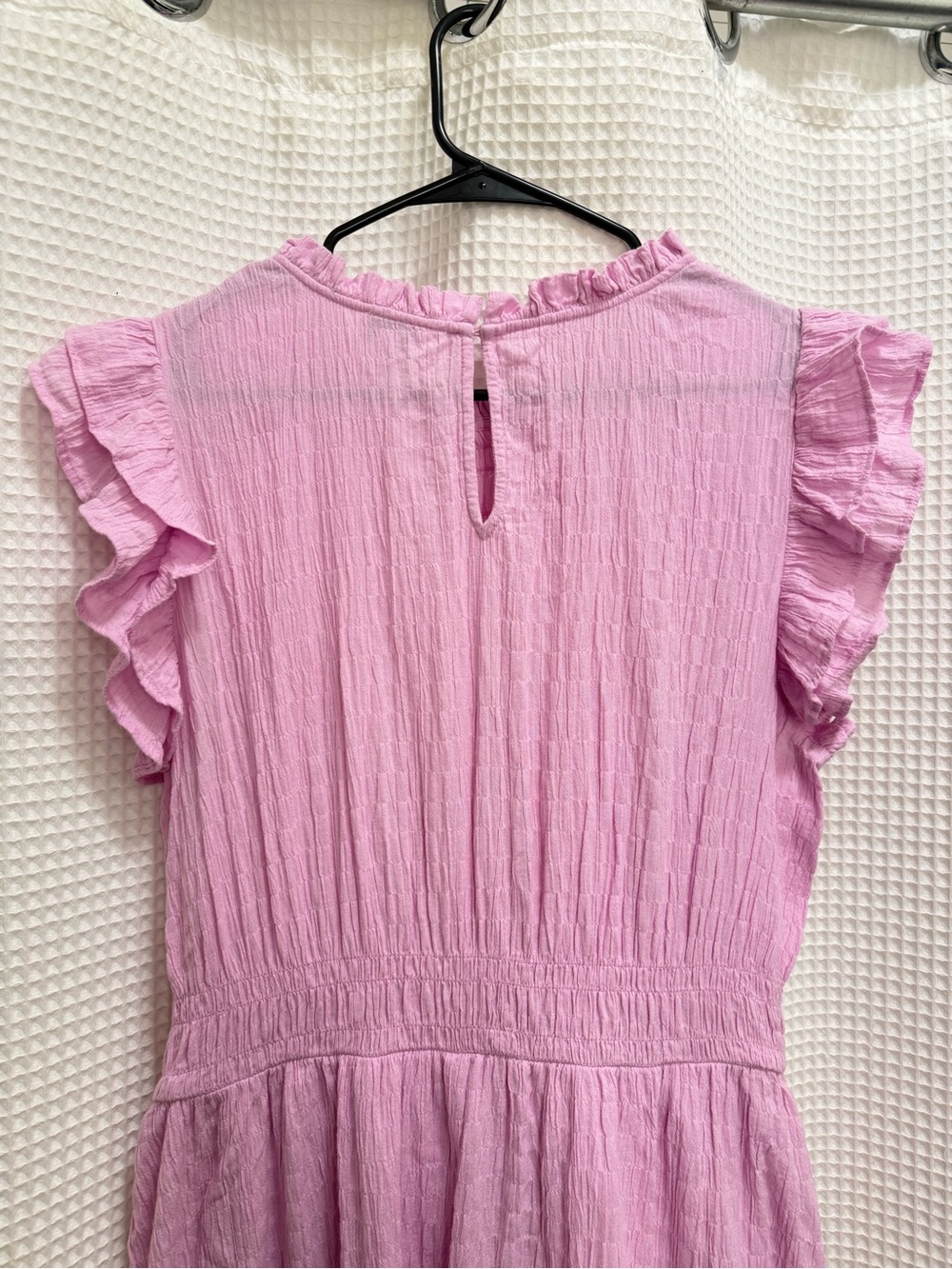 J Crew Light Pink Ruffle-Sleeve Waffle Texture Dress - XL - Picture 4 of 6